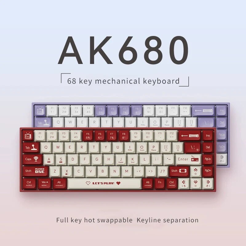 Gaming Keyboard Hot Swappable - Klawiatura mechaniczna AJAZZ AK680 do gier,