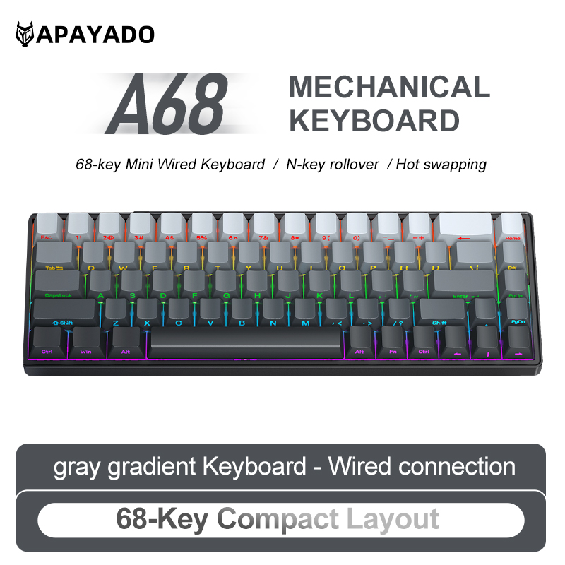 APAYADO A68 DIY Klawiatura Mec – Gaming Keyboard No Rgb recenzja i cena