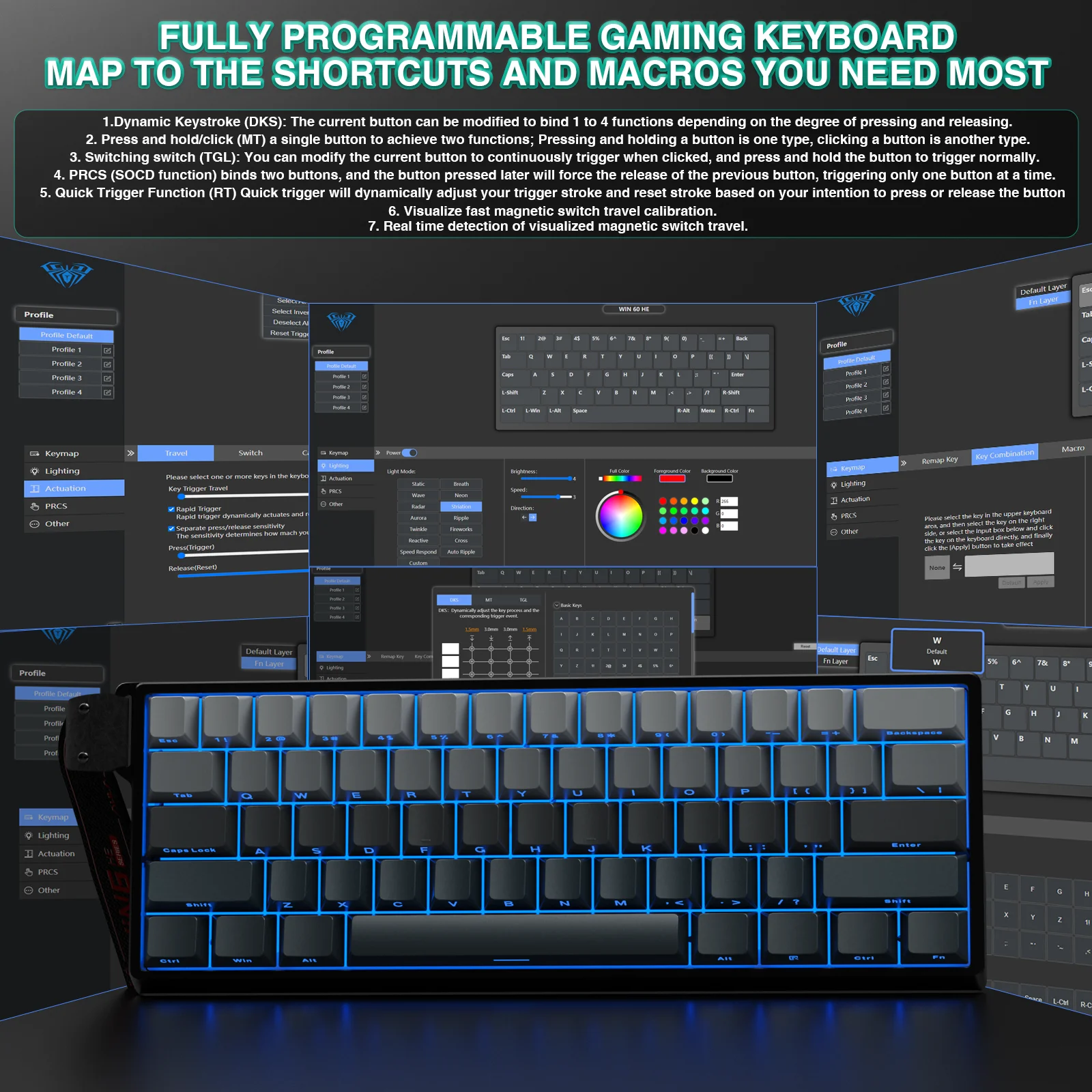 Klawiatura AULA WIN60HE z magn – Gaming Keyboard No Rgb recenzja i cena