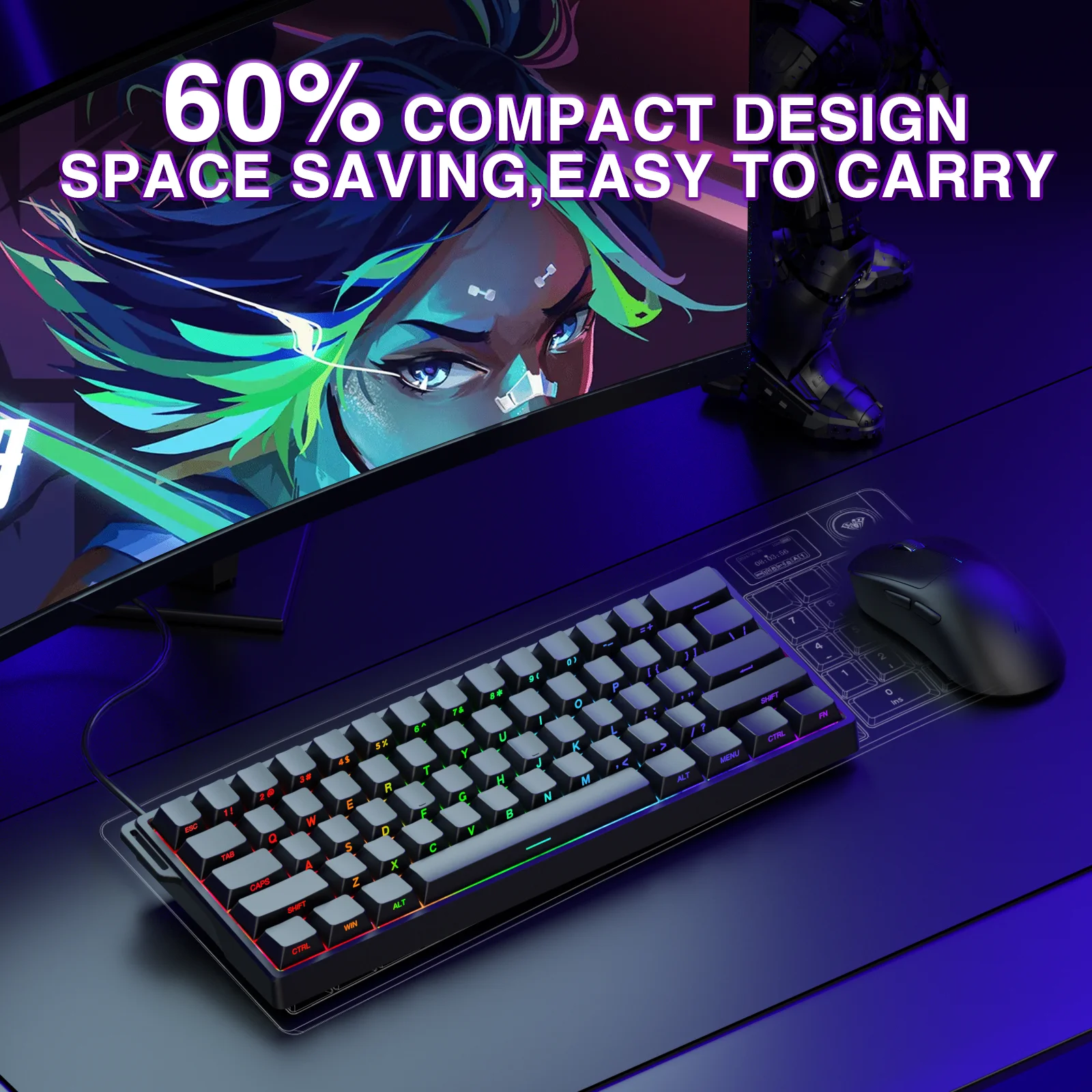 Klawiatura AULA WIN60HE z magn – Gaming Keyboard No Rgb recenzja i cena